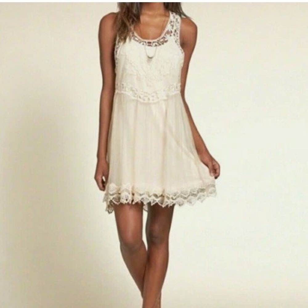 Hollister Lace Tulle Sleeveless Mini‎ Dress SZ S Fairycore Ethereal Coquette